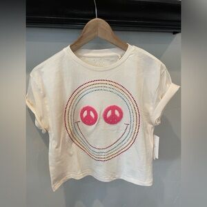 NWT Jessica Simpson Cream Tee with Colorful Smiley Design girls size 12